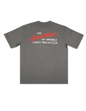 Load image into Gallery viewer, Gilroy Co Chevrolet Heritage Stamp Vintage T Shirt- Faded Black
