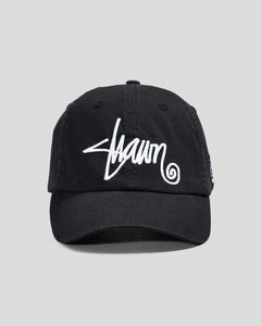 S Double Shawn Script Strapback Cap - Black