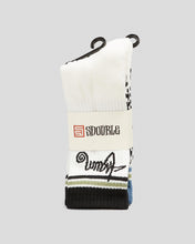 Load image into Gallery viewer, S Double Stripe Shawn Script 3Pk Sock - Black/Blue/Sage
