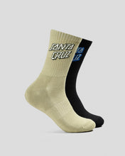 Load image into Gallery viewer, Santa Cruz SC Stack Crew Sock 2 Pack - Light Khaki/Black
