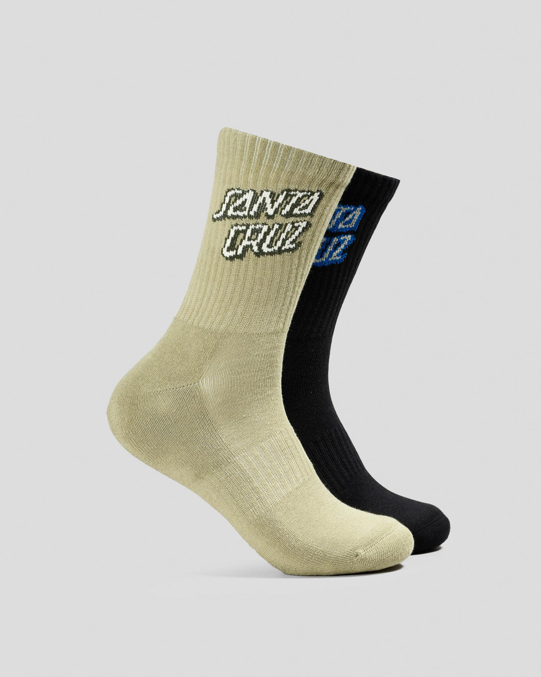 Santa Cruz SC Stack Crew Sock 2 Pack - Light Khaki/Black