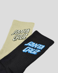 Santa Cruz SC Stack Crew Sock 2 Pack - Light Khaki/Black