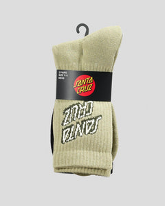 Santa Cruz SC Stack Crew Sock 2 Pack - Light Khaki/Black