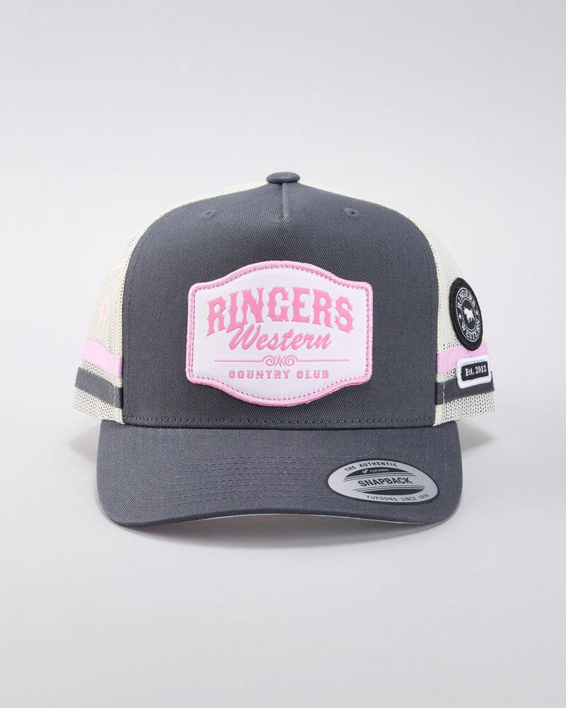 Ringers Western Country Club Deep Fit Trucker Cap - Ballet Pink/Charcoal