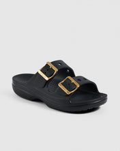 Load image into Gallery viewer, Crocs Saturday Metallic Buckle Sandal - Black

