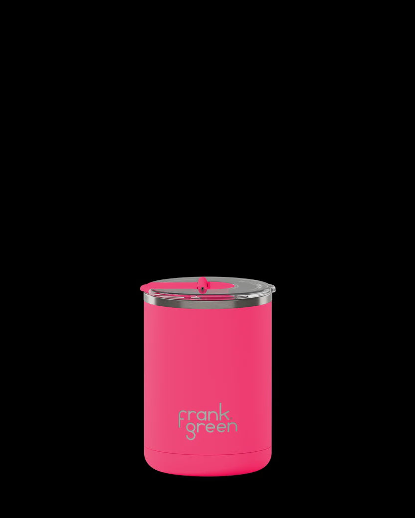 Frank Green Ceramic Coffee Cup with Hinged Lid - Neon Pink