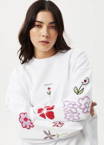 Afends Flourish Crew Neck - White