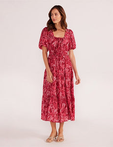 MINKPINK Mae Tiered Midi Dress - Plum Florals