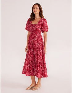 MINKPINK Mae Tiered Midi Dress - Plum Florals