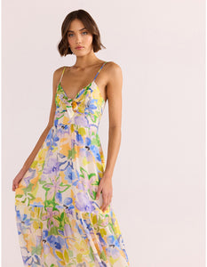 MINKPINK Painterly-Floral Fable Tie Midi Dress