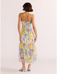 MINKPINK Painterly-Floral Fable Tie Midi Dress