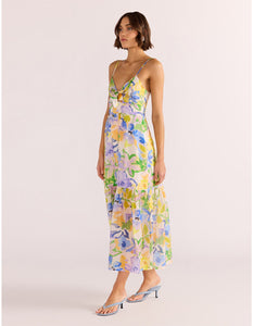 MINKPINK Painterly-Floral Fable Tie Midi Dress