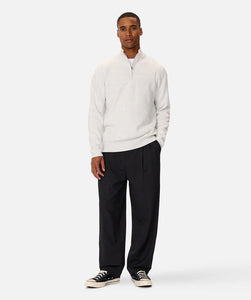 Industrie The Lakewood Zip Neck Knit - Snow Marle