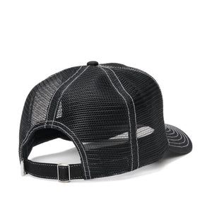 S Double Mid-Block Curved Peak Trucker - Black