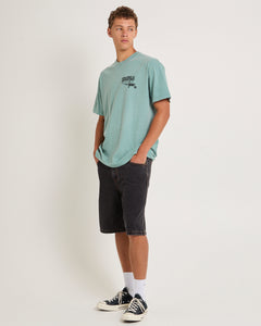 S Double World Wide Roots Tee - Washed Sage