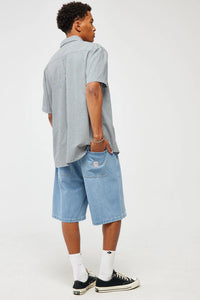 S Double Denim Standard Short - Mid Blue