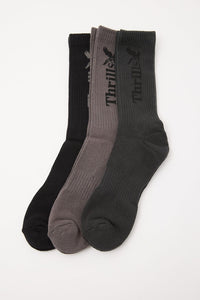 Thrills Workwear 3 Pack Sock - Falcon/Black/Deep Forest