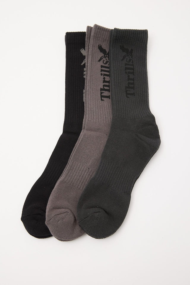 Thrills Workwear 3 Pack Sock - Falcon/Black/Deep Forest