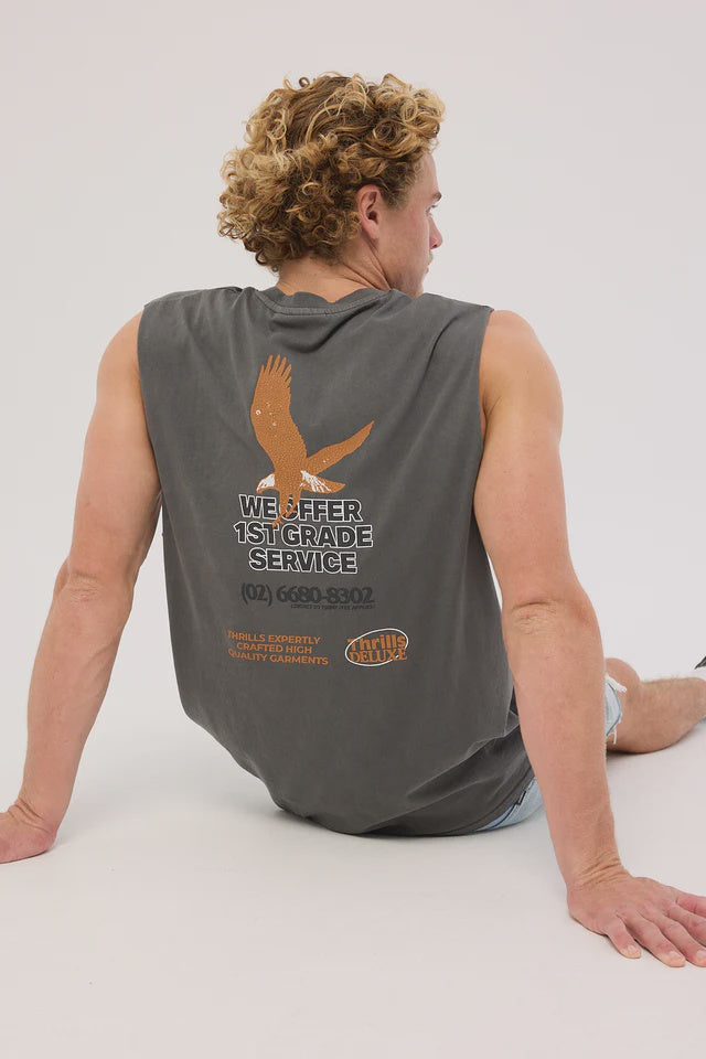 Thrills 1st Grade Service Merch Fit Muscle Tee - Merch Black