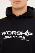 Load image into Gallery viewer, Worship Laser Panel Pullover Hood - Black
