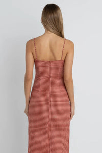 Rhythm Lola Check Gathered Maxi Dress - Red