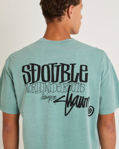 S Double World Wide Roots Tee - Washed Sage