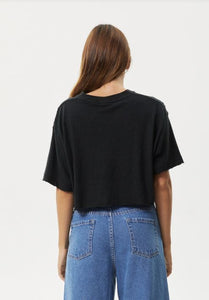 Afends Slay Cropped Oversized Hemp Tee - Black