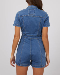 Silent Theory Boston Playsuit - Mid Blue