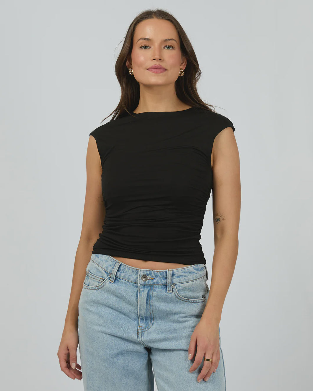 Silent Theory Evie Ruched Top - Black