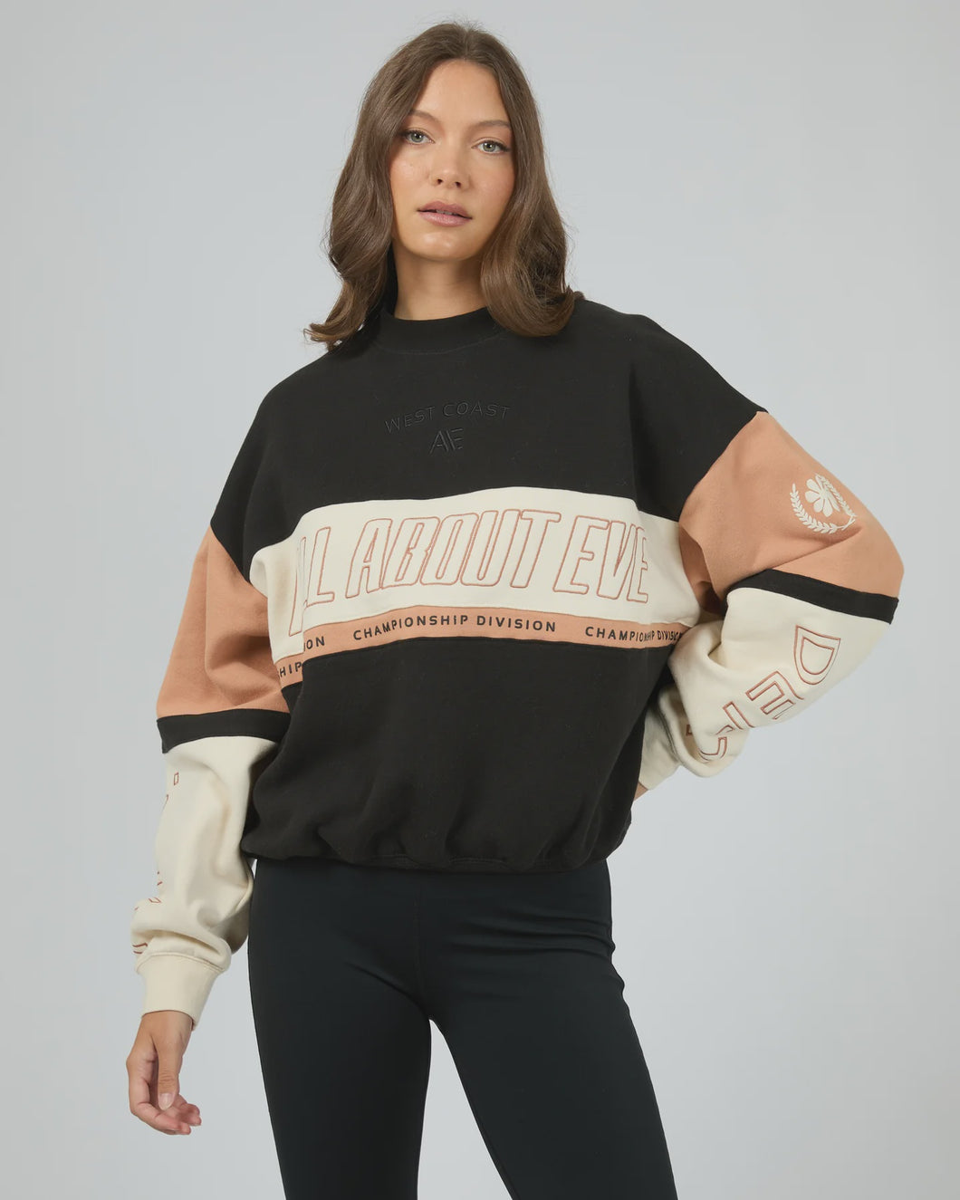 All About Eve Performance Slouch Panel Crew - Black