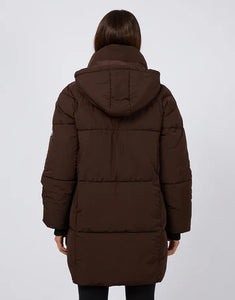 All About Eve Remi Luxe Midi Puffer Jacket - Brown