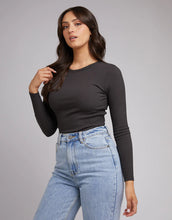 Load image into Gallery viewer, All About Eve Rib Baby Long Sleeve Tee - Washed Black
