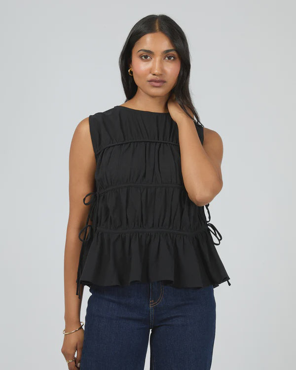 All About Eve Lou Lou Tie Top - Black
