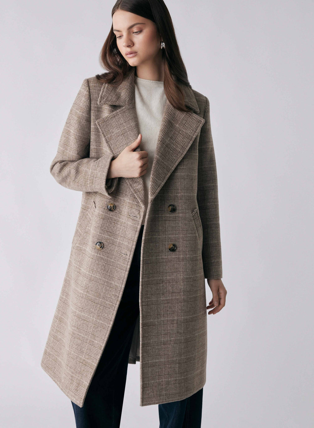 Esmaee' Lodge Coat - Taupe Check