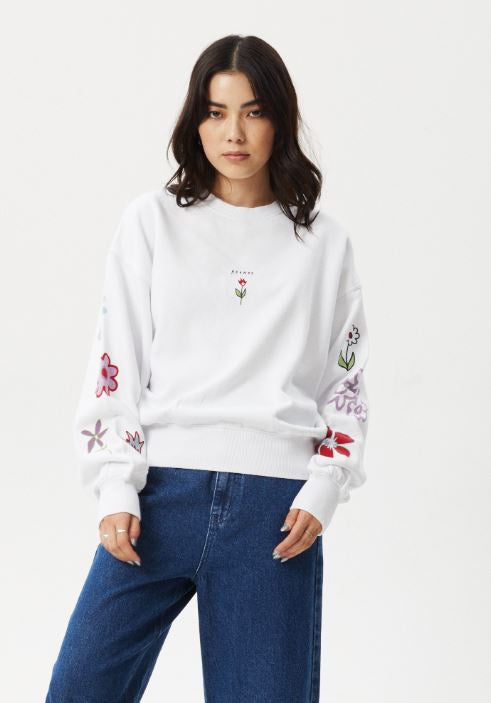 Afends Flourish Crew Neck - White