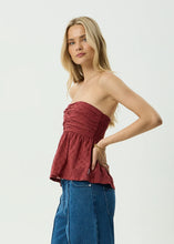 Load image into Gallery viewer, Afends Juni Strapless Top - Ruby Anglaise

