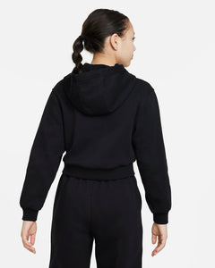 Nike Sportswear Club Fleece Youth Crop Hoody - Black/White