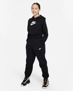 Nike Sportswear Club Fleece Youth Crop Hoody - Black/White