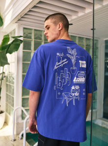 Barney Cools Blueprint Tee - Cyber Blue