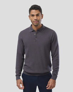 Brooksfield  Polo Knit Shirt Long Sleeve - Ash