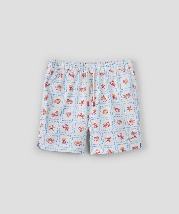 Indie Kids The Positano Swim Trunk - Off White Orange