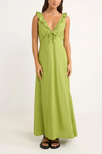 Rhythm Mila Ruffle Maxi Dress - Matcha