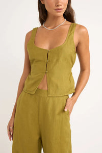 Rhythm Maya Vest Top  - Olive