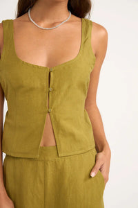 Rhythm Maya Vest Top  - Olive