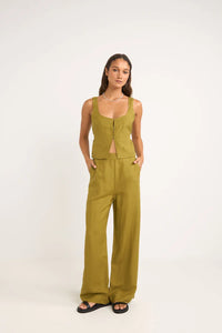 Rhythm Maya Wide Leg Pant - Olive