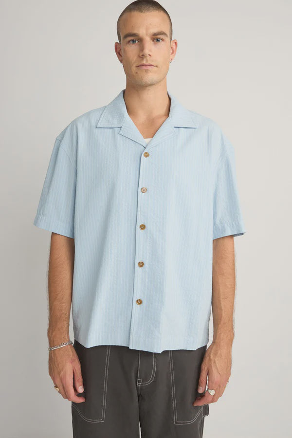 Rhythm Relaxed Check Short Sleeve Shirt - Blue