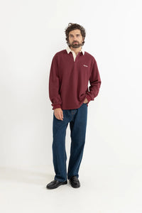 Rhythm Vintage Rugby L/S Polo - Merlot