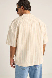 Rhythm Benny Relaxed Stripe SS Shirt - Cream