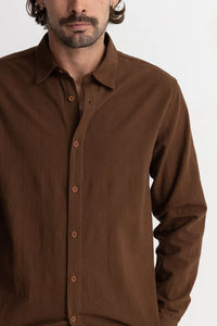 Rhythm Men's Classic Linen L/S Shirt - Chocolate