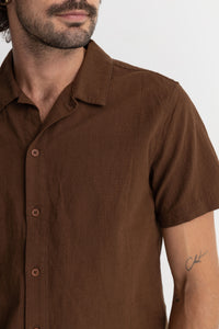 Rhythm Classic Linen SS Shirt - Chocolate